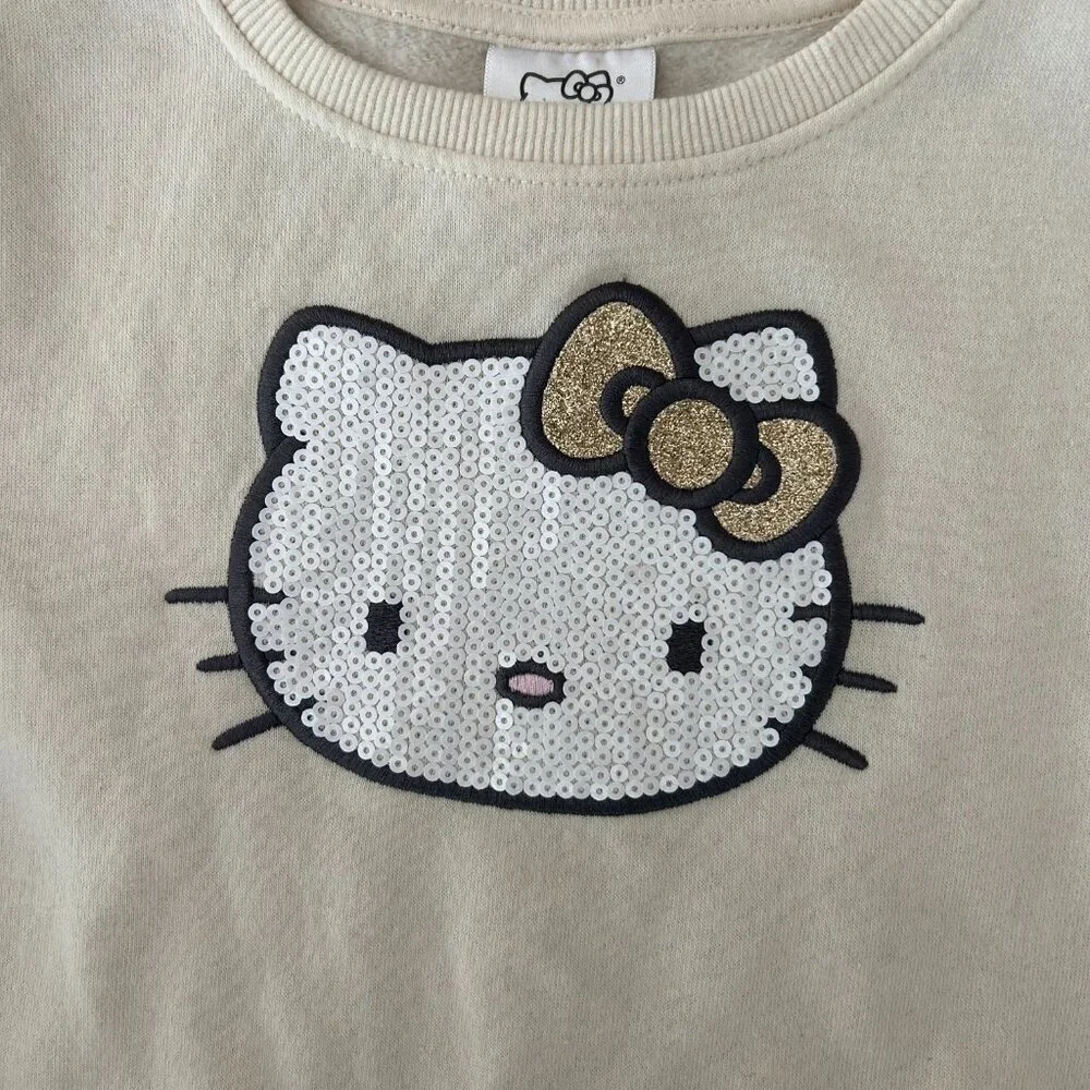 Hello Kitty Girls Size 5 Size 6 Fleece Sweatshirt Matching Sequin Skirt Outfit